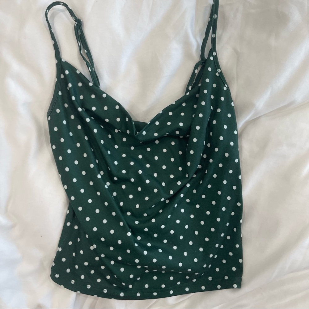 SHIEN poke dot green top